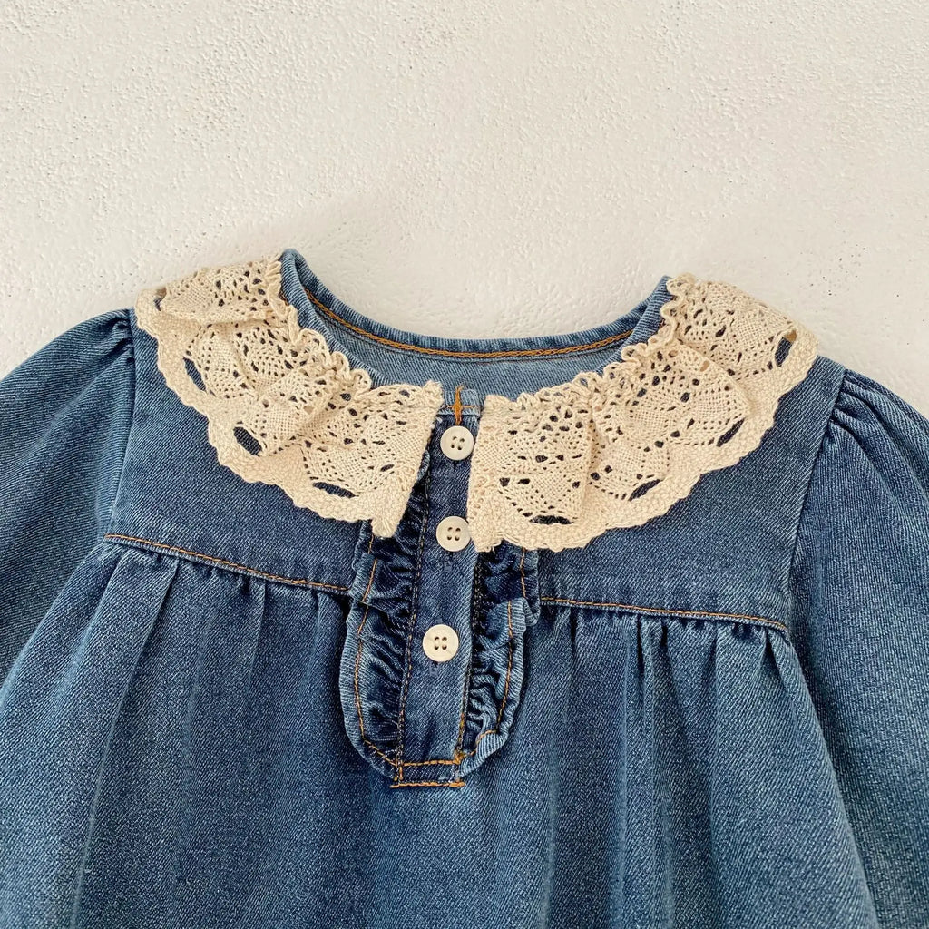 7473 Baby Clothes 2026 Spring and Autumn New Long Sleeve Baby Girl's Denim Clothes Princess Climbing Clothes