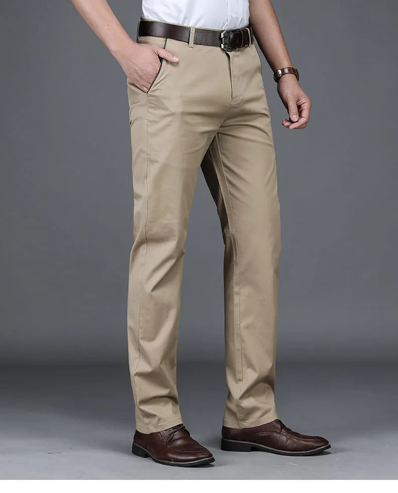 Men's Stretch Cotton Straight Leg Trousers
