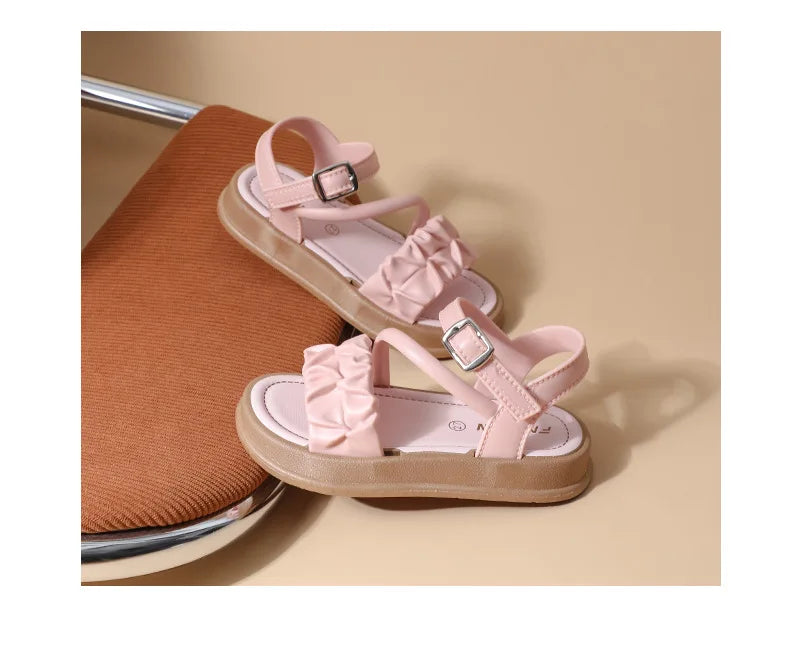 New Children's Sandals Summer Bowknot Girls Princess Causal Shoes Fashion Kids Soft Bottom Beach Flat Sandals Open-toe Versatile