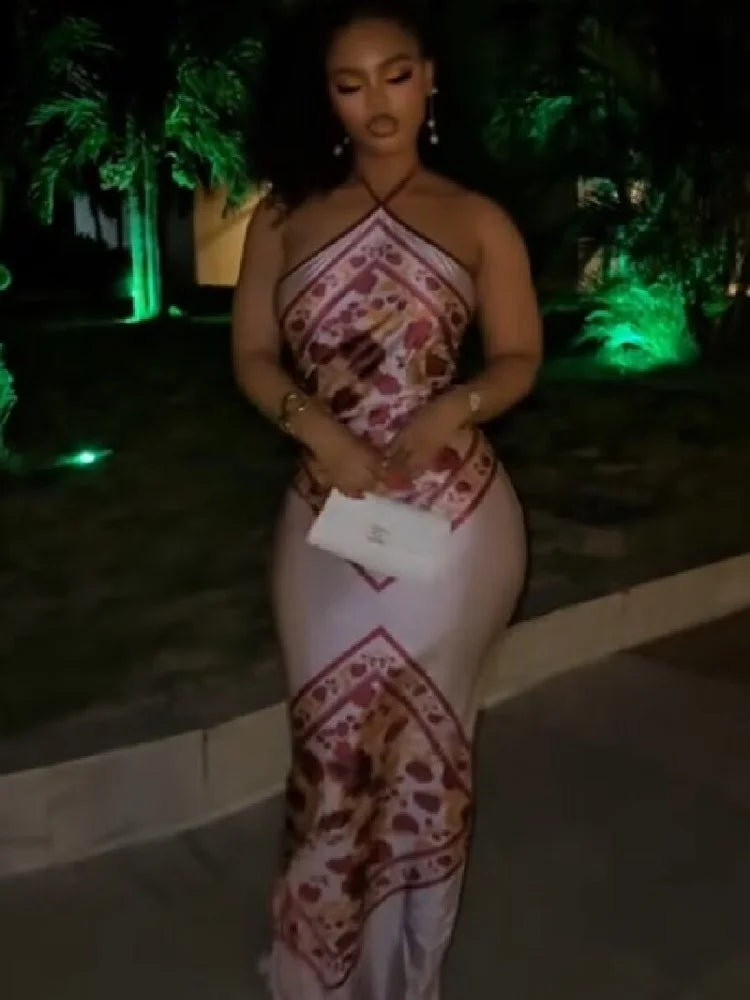 Women's Floral Satin Slim Bodycon Dress