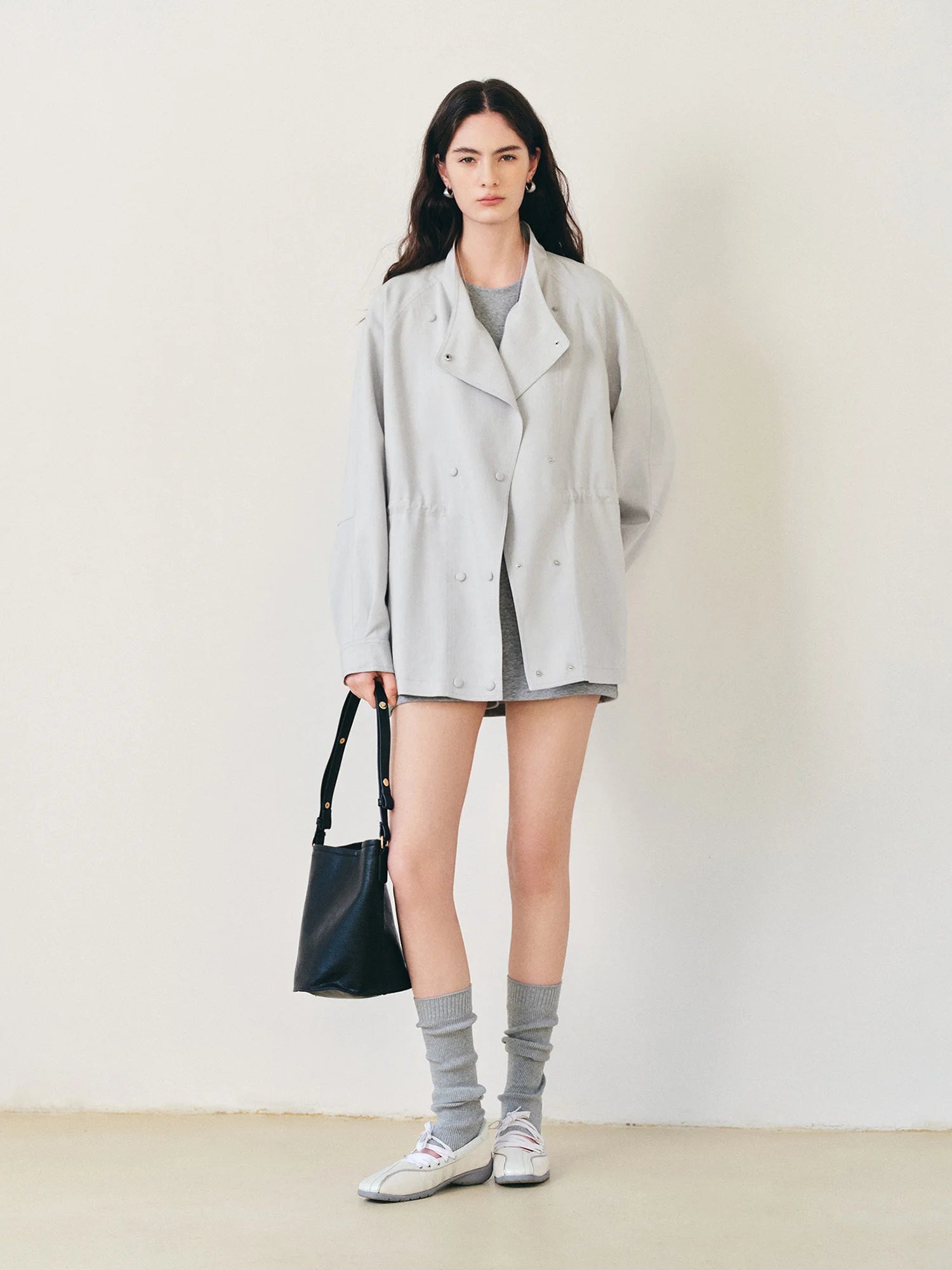 Women's Crossover Lapel Raglan Trench Coat