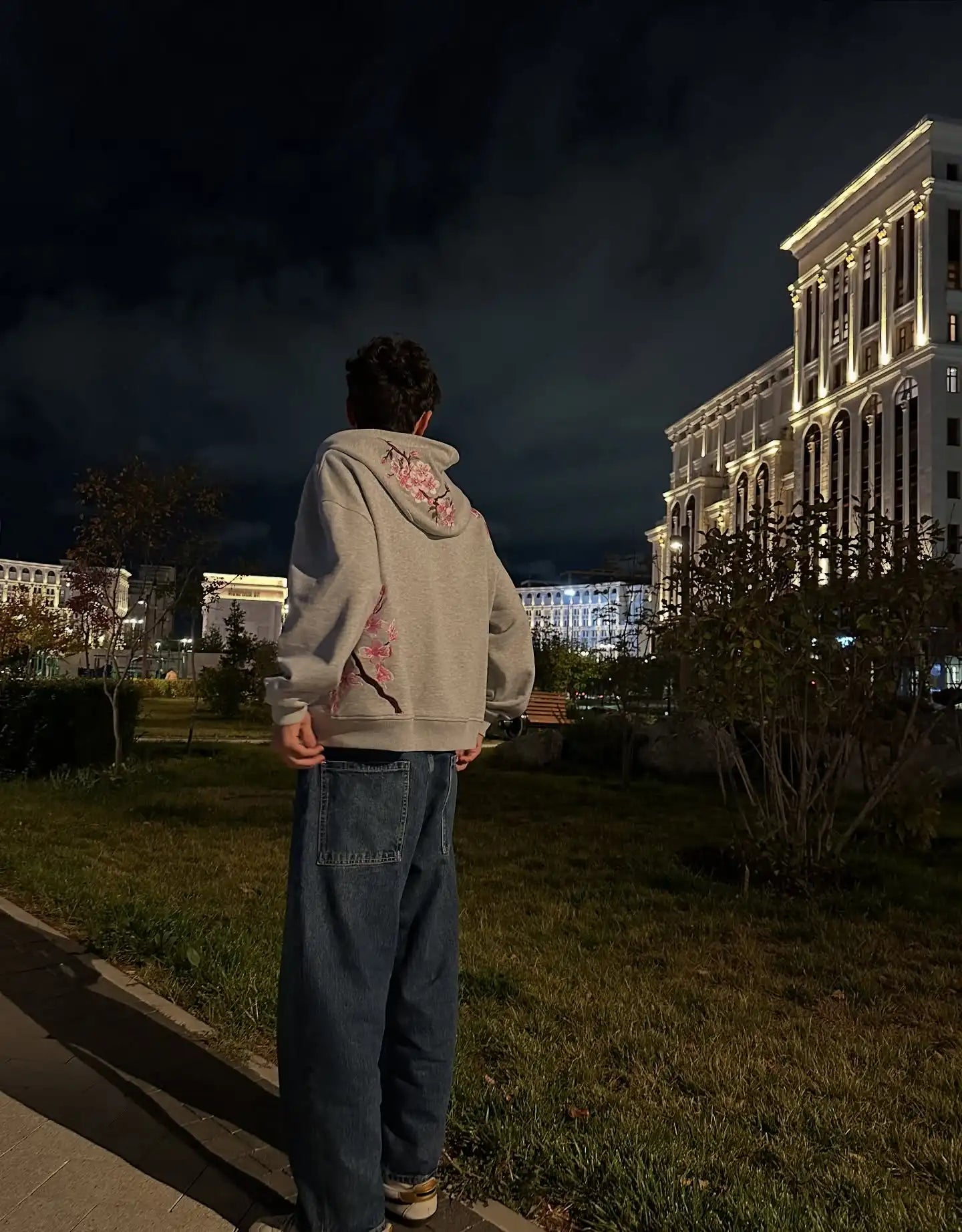 Y2K Cherry Blossom Embroidered Zip Hoodie