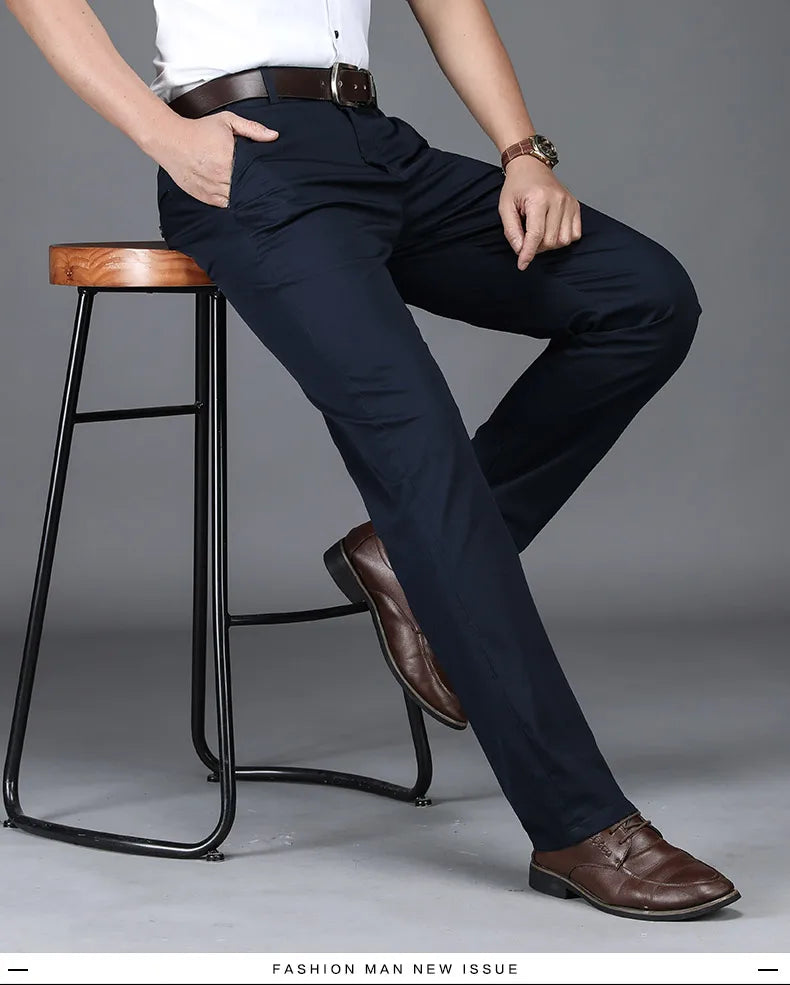 Men's Stretch Cotton Straight Leg Trousers