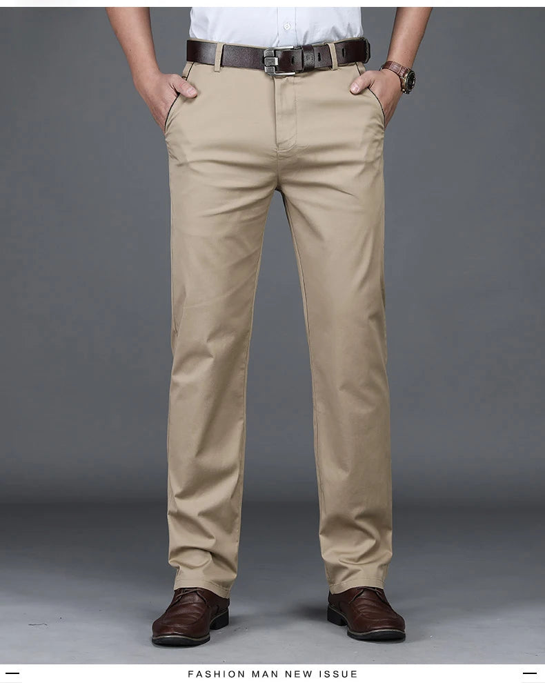 Men's Stretch Cotton Straight Leg Trousers