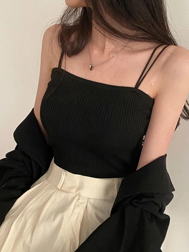 2026 Casual Women Halter Crop Tops Summer Sleeveless Camis Backless Strap Tank Top Slim Solid Short Female Tube Cropped Vest