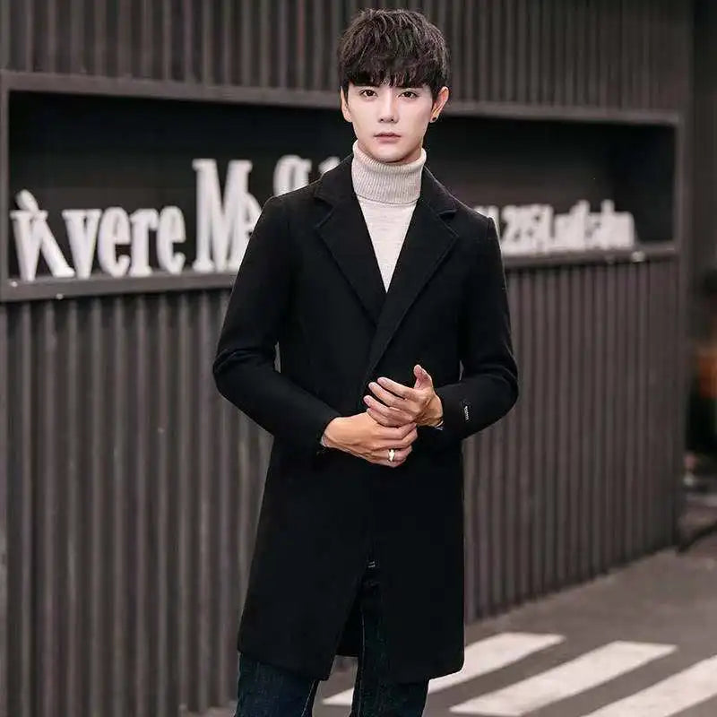 Men's Slim Fit Tweed Woolen Coat