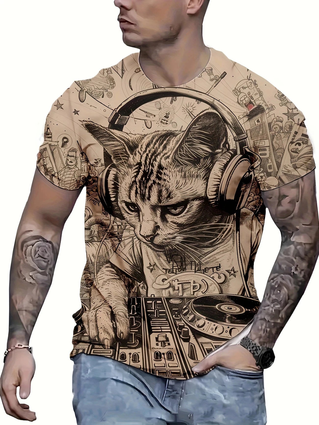 Men's Abstract Art Print T-Shirt