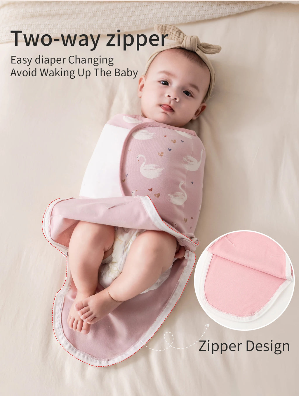 INSULAR Baby Cotton Swaddling Cloth With Caps Envelope Type Newborn Cartoon Envelope Anti-Startle Adjustable Bedding Item