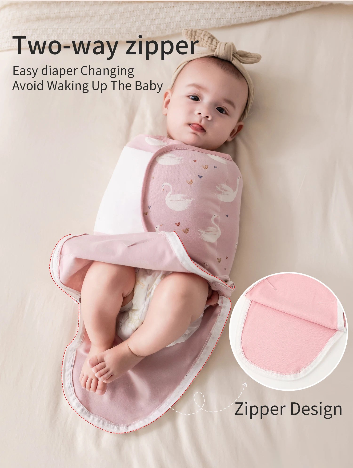 INSULAR Baby Cotton Swaddling Cloth With Caps Envelope Type Newborn Cartoon Envelope Anti-Startle Adjustable Bedding Item