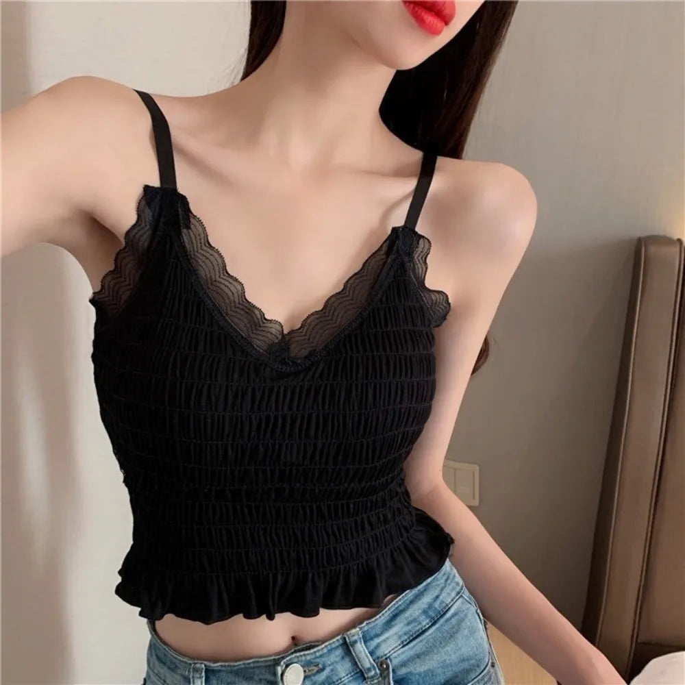 Women's Lace Camisole with Built-In Bra