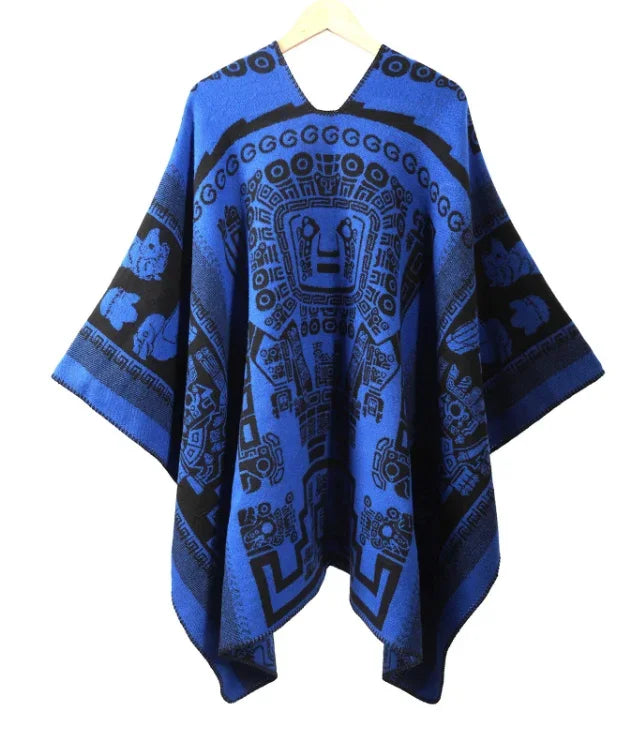 Poncho Vintage Trendy Split Front Men's Warmth Cloak Thickened Capelet New Arrival for Road Trips and Travel Cape