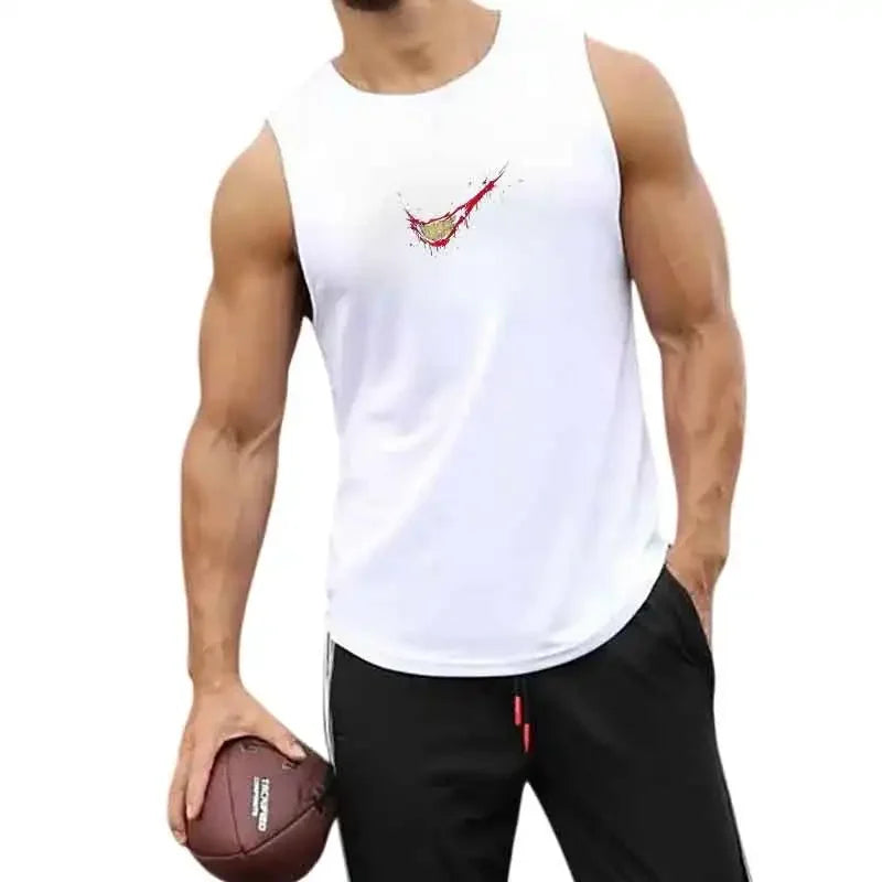 Men's Gym Tank Top Sleeveless Running Shirt Fitness Workout Vest Basketball Jersey Bodybuilding Stringer Singlet Tank Tops