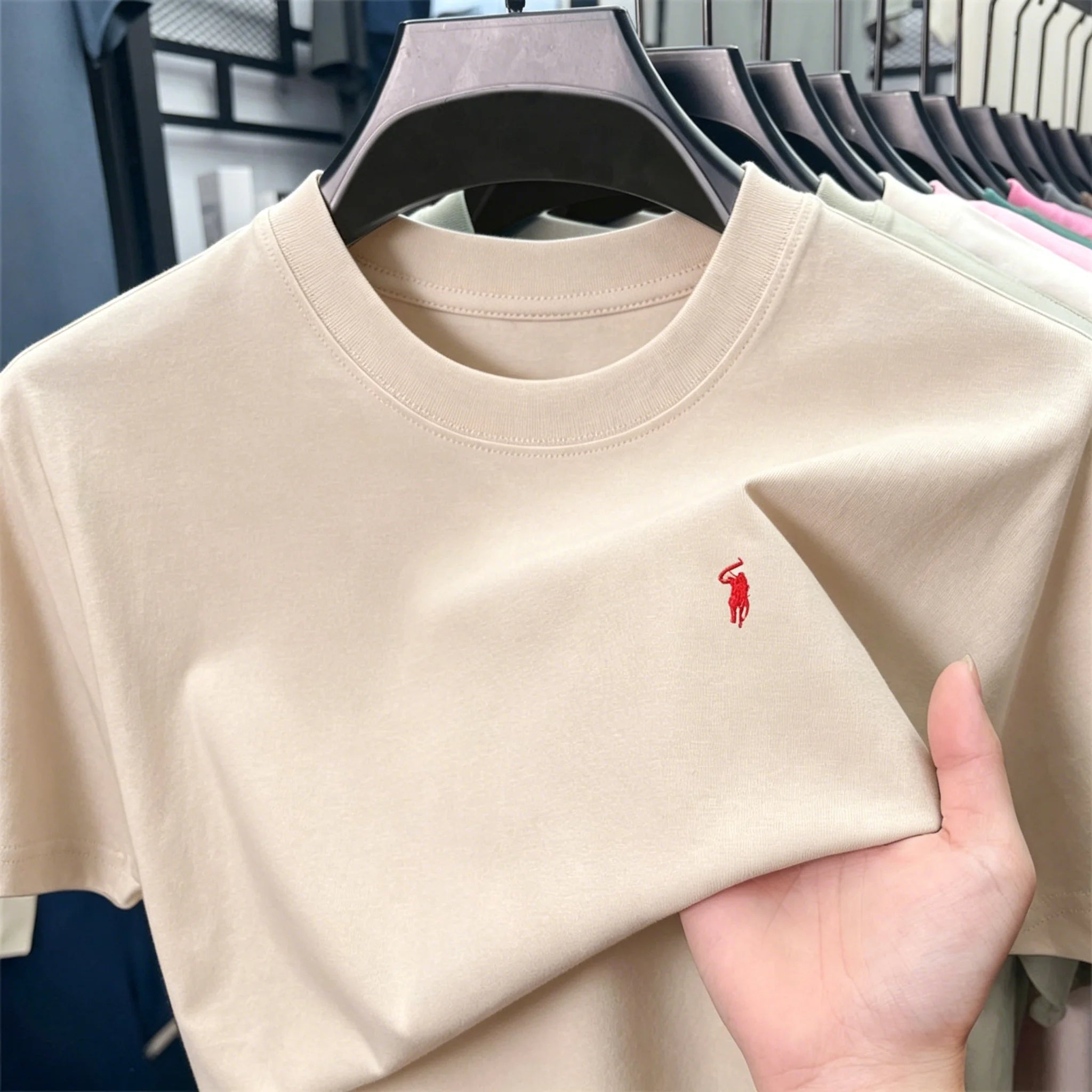 Men's Embroidered Cotton Round Neck T-Shirt