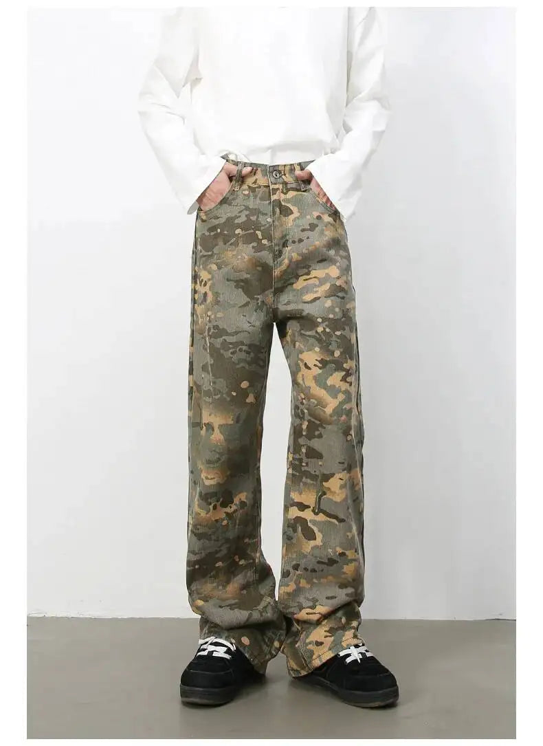Men's Camouflage Wide Leg Denim Pants