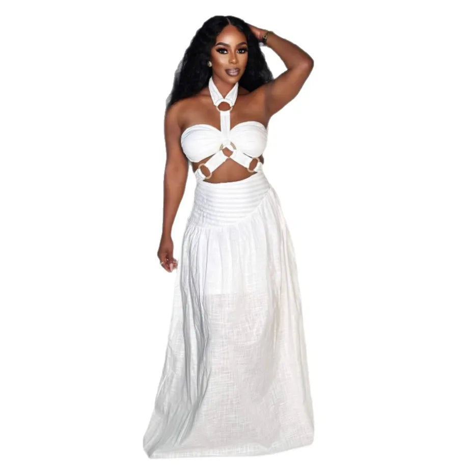 Women's Halter Top and Long Skirt 2-Piece Set
