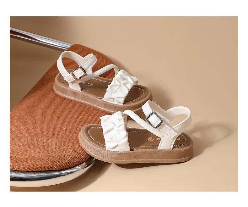 New Children's Sandals Summer Bowknot Girls Princess Causal Shoes Fashion Kids Soft Bottom Beach Flat Sandals Open-toe Versatile