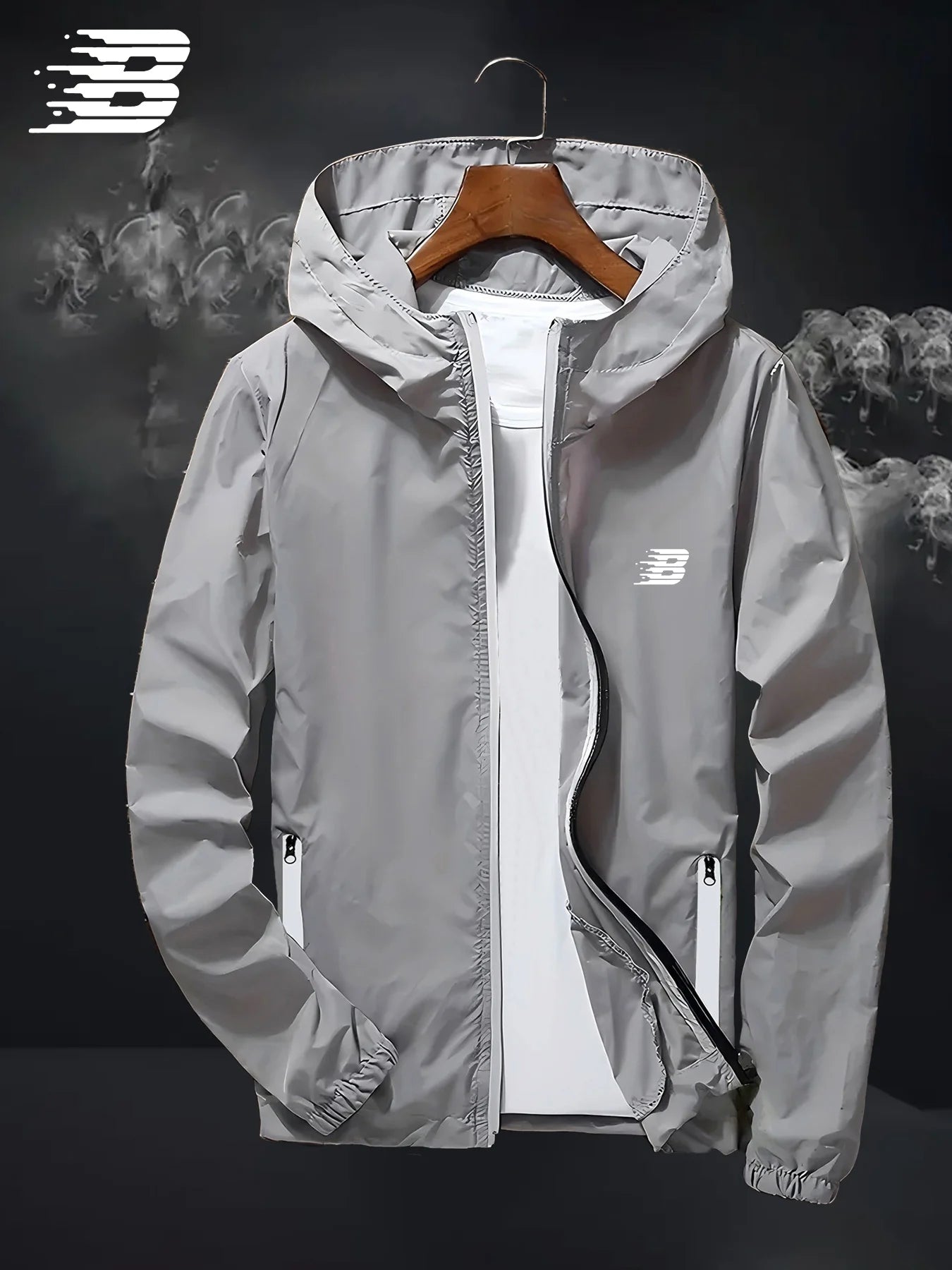 Men's Waterproof Hooded Windbreaker Jacket