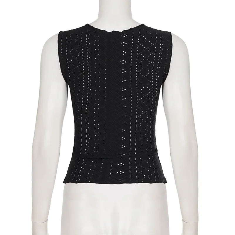 Sweet Lace Bow Knit Tank Top Women Spring Summer Coquette Y2K Sleeveless Crop Top Sexy Cute Cami Top Korean Style Vest