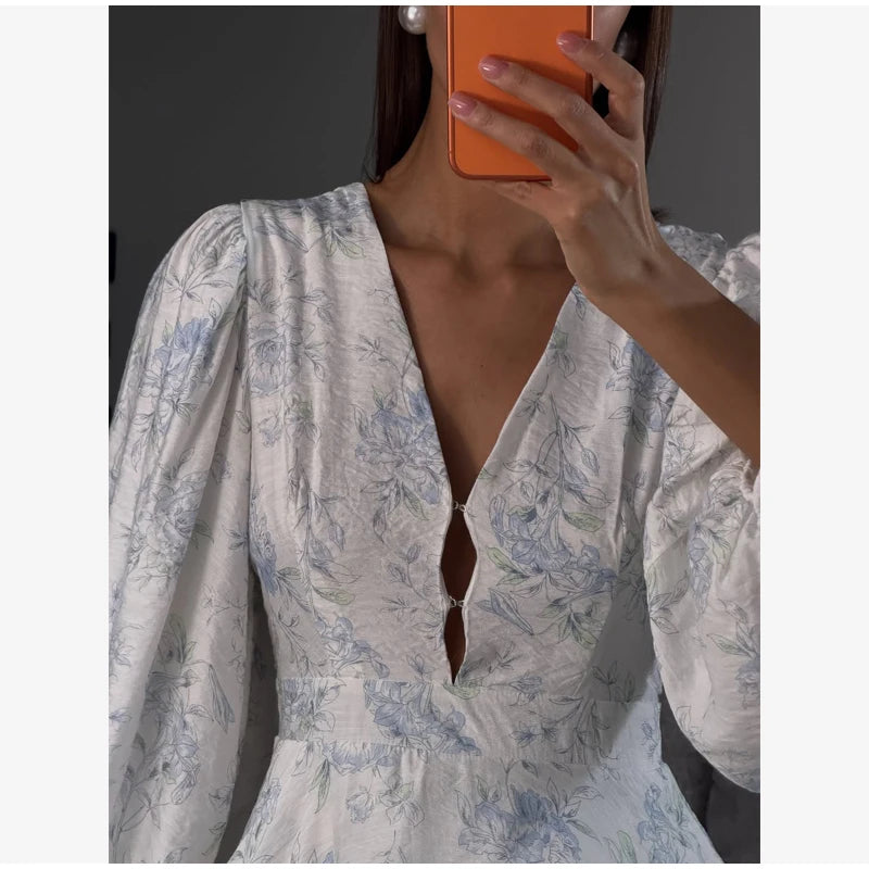 Women's Floral Waist-Cinched Mini Dress