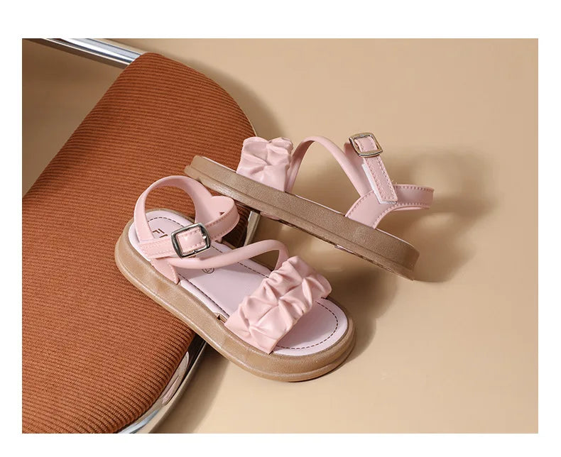 New Children's Sandals Summer Bowknot Girls Princess Causal Shoes Fashion Kids Soft Bottom Beach Flat Sandals Open-toe Versatile