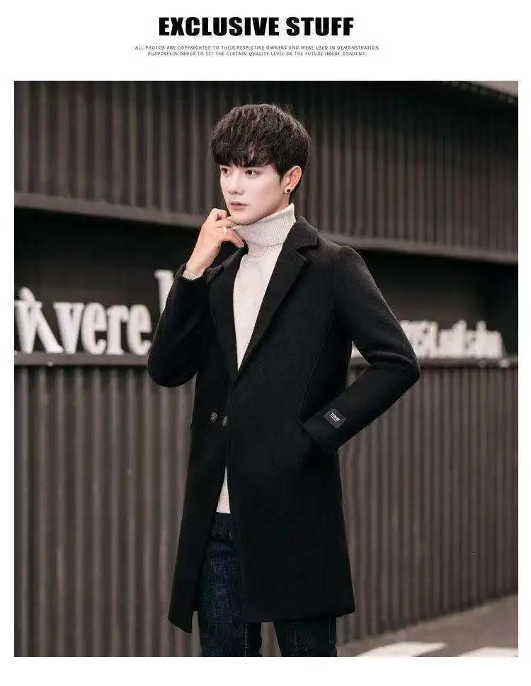 Men's Slim Fit Tweed Woolen Coat
