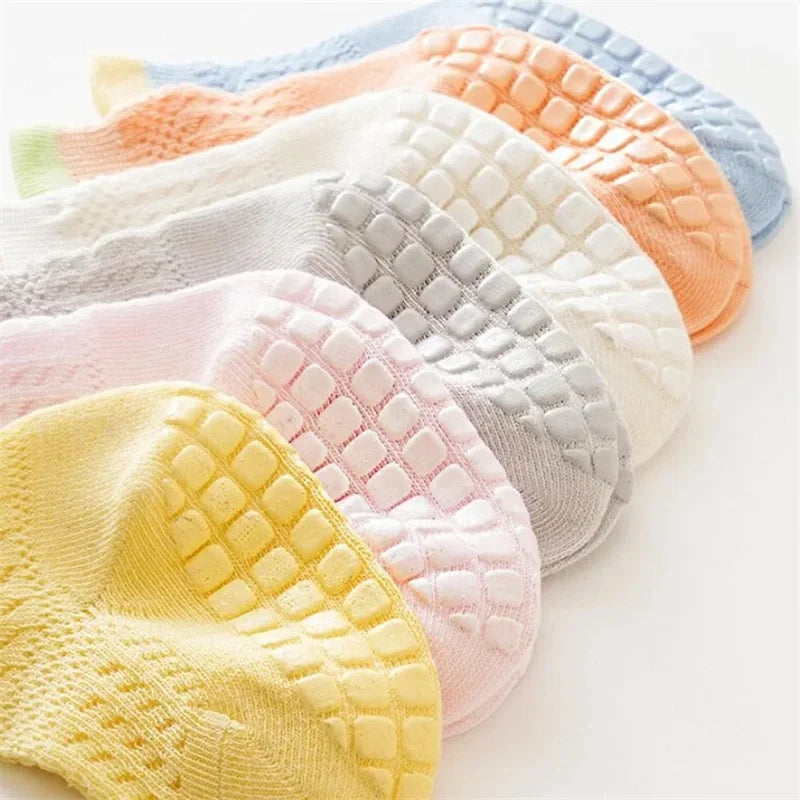 3pairs/lot RAISE 6 Colored Non-slip Baby Girl Sock Breathable Thin Infant Girl Cotton Socks Kids Mesh Socks Children's Socks Kit