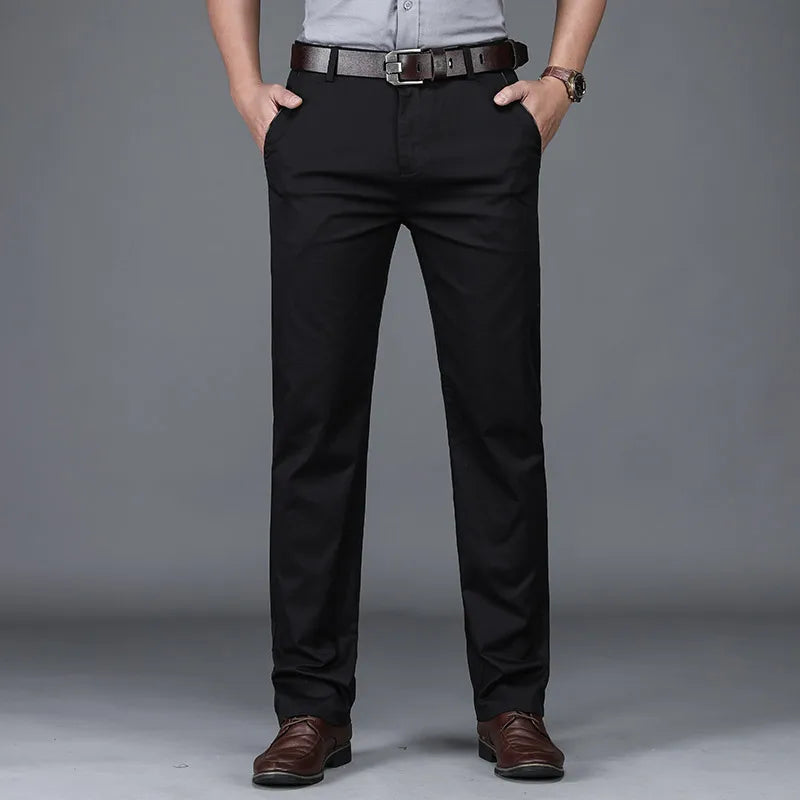 Men's Stretch Cotton Straight Leg Trousers