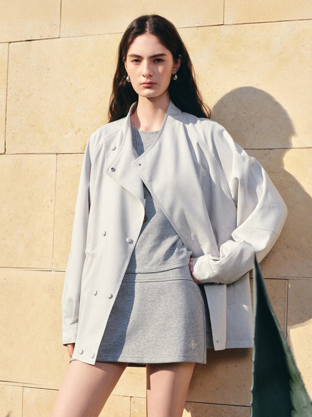 Women's Crossover Lapel Raglan Trench Coat