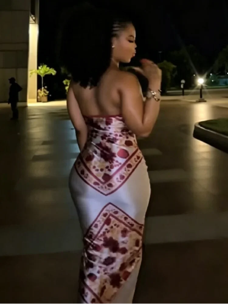 Women's Floral Satin Slim Bodycon Dress