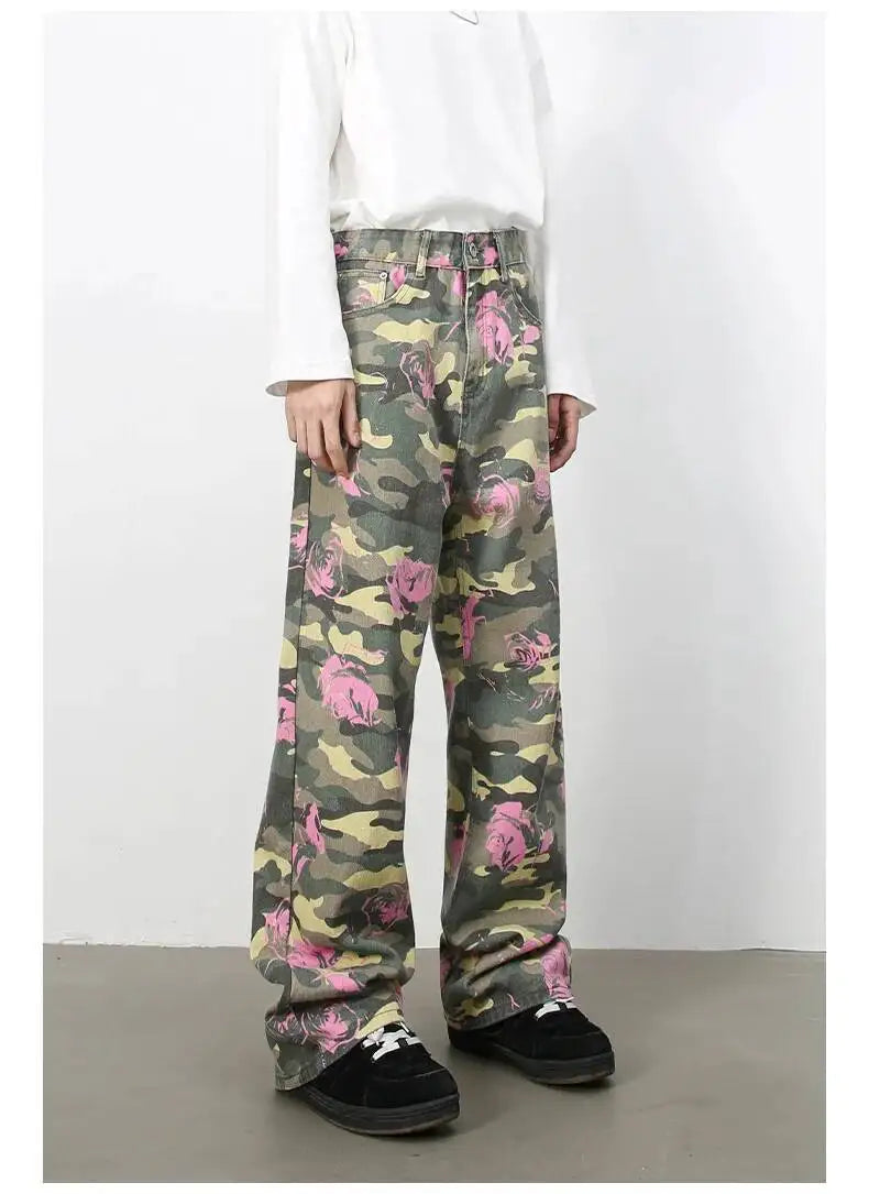 Men's Camouflage Wide Leg Denim Pants