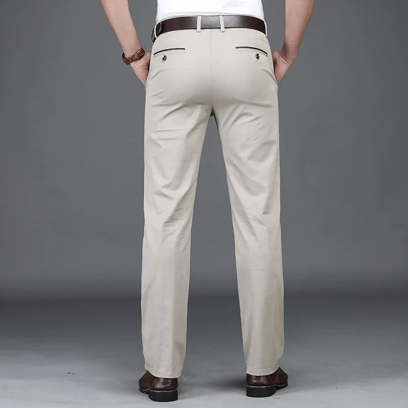 Men's Stretch Cotton Straight Leg Trousers