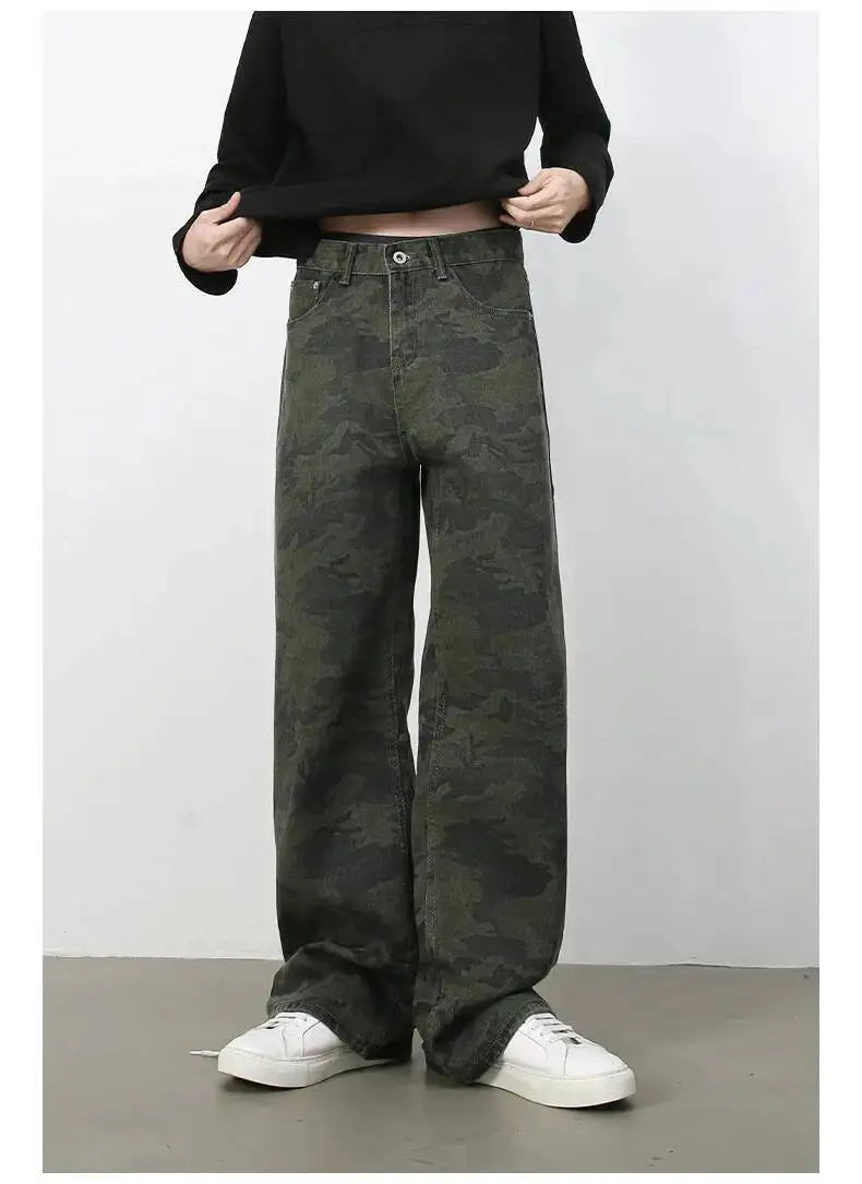Men's Camouflage Wide Leg Denim Pants