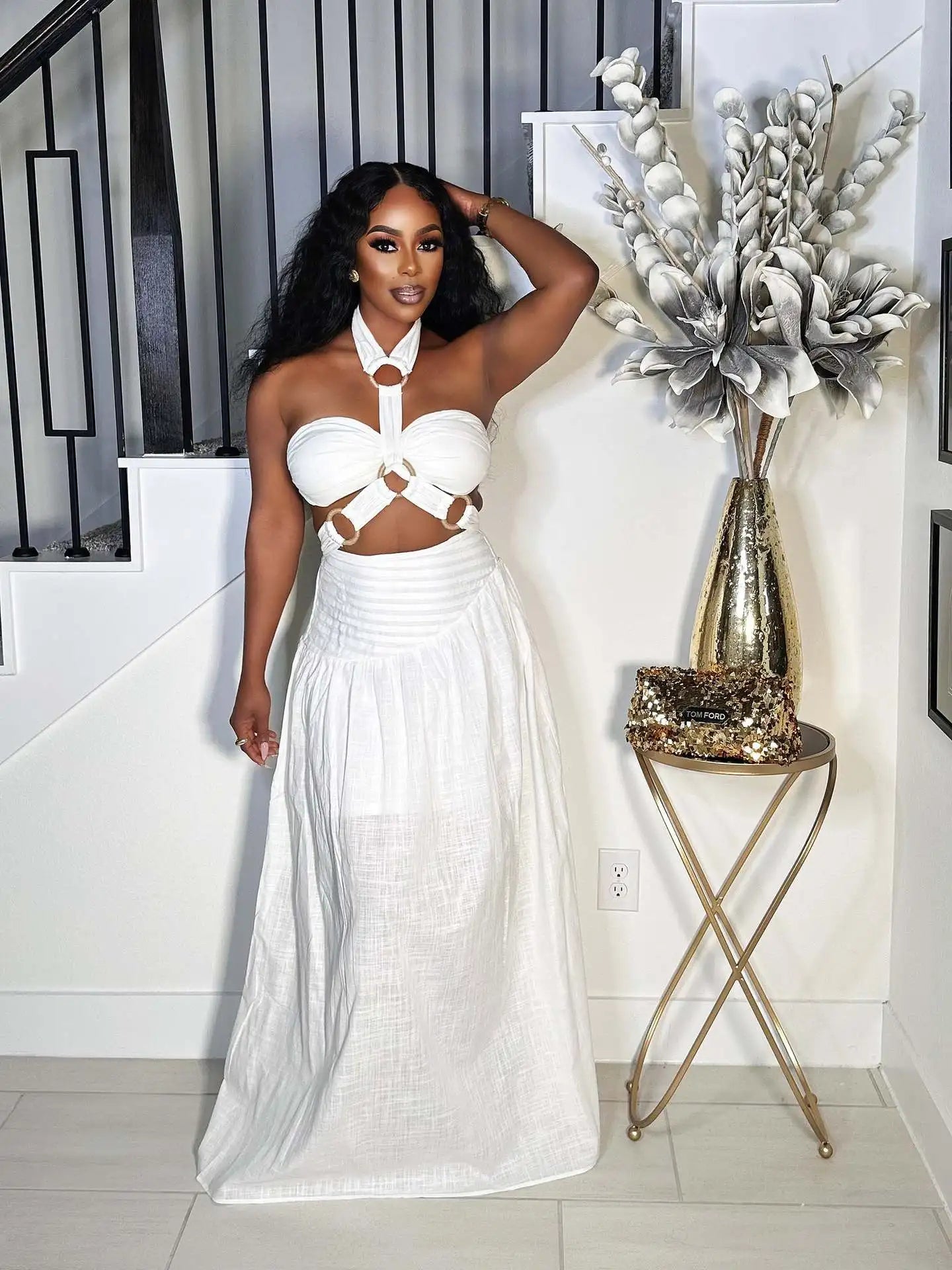 Women's Halter Top and Long Skirt 2-Piece Set