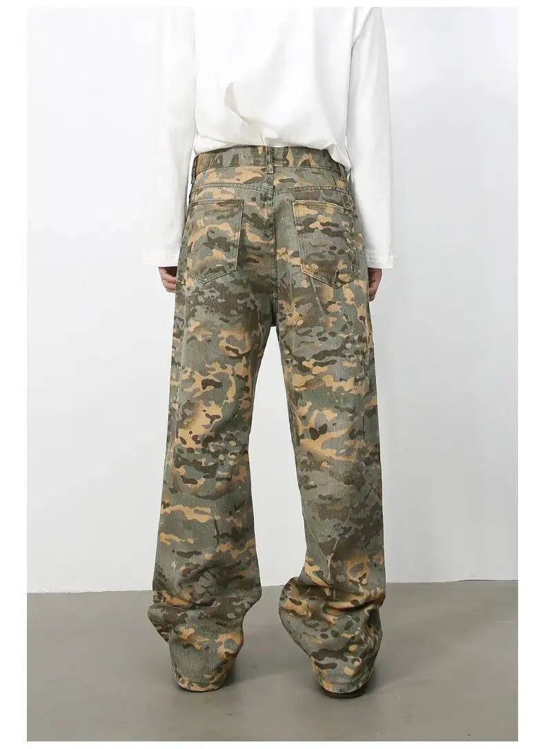 Men's Camouflage Wide Leg Denim Pants