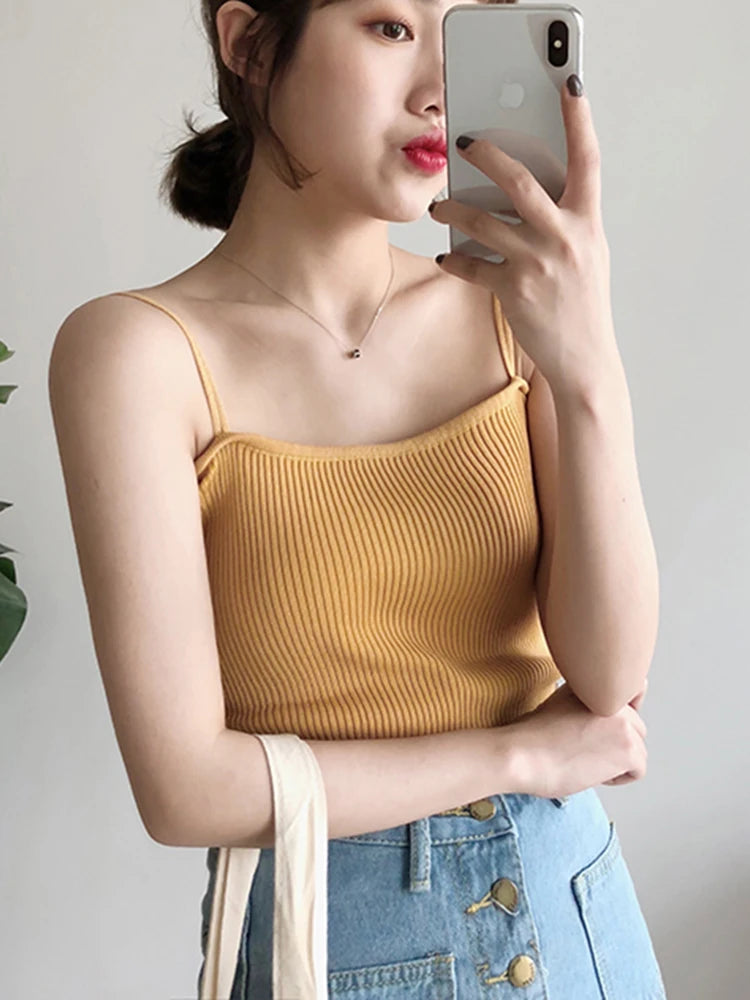 2026 Casual Women Halter Crop Tops Summer Sleeveless Camis Backless Strap Tank Top Slim Solid Short Female Tube Cropped Vest