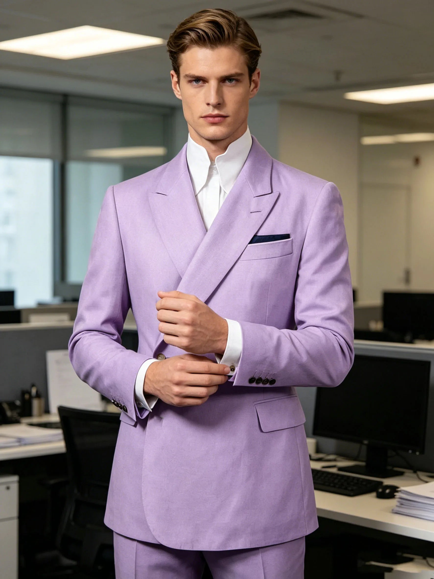 Men's Linen Double Breasted Blazer
