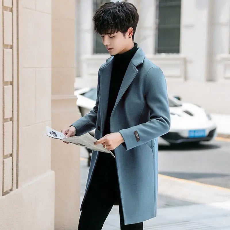 Men's Slim Fit Tweed Woolen Coat
