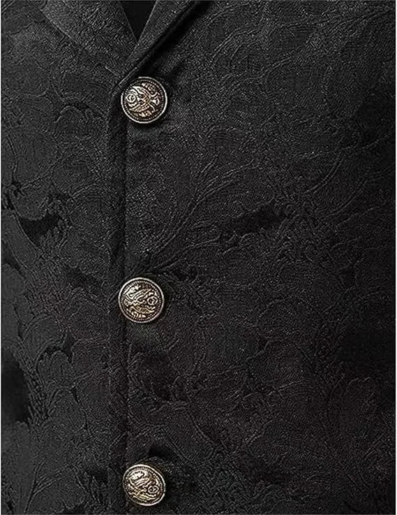 Men's Medieval Gothic Long Vest, Vintage Steampunk Victorian Costume Waistcoat, Halloween Cosplay Formal Jacket, Renaissance LAR