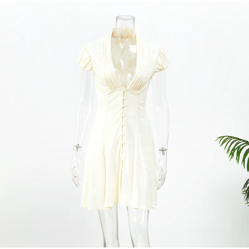 Women's Polka Dot Puff Sleeve Mini Dress