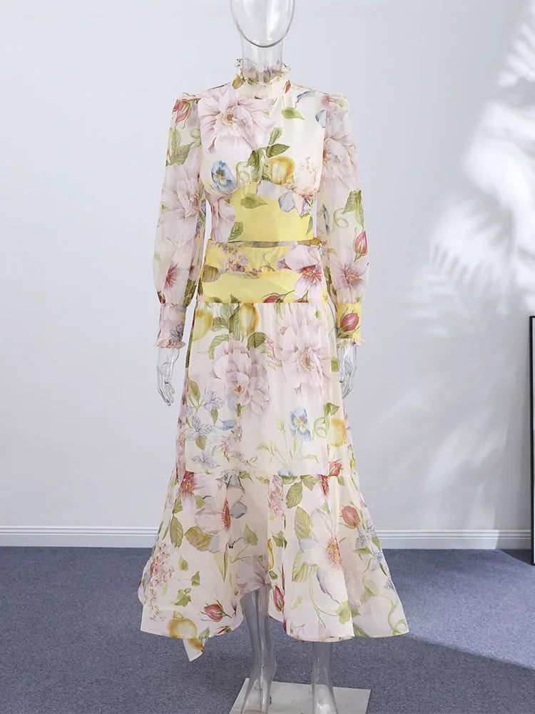 Women's Ruffle Top and Long Skirt 2-Piece Set