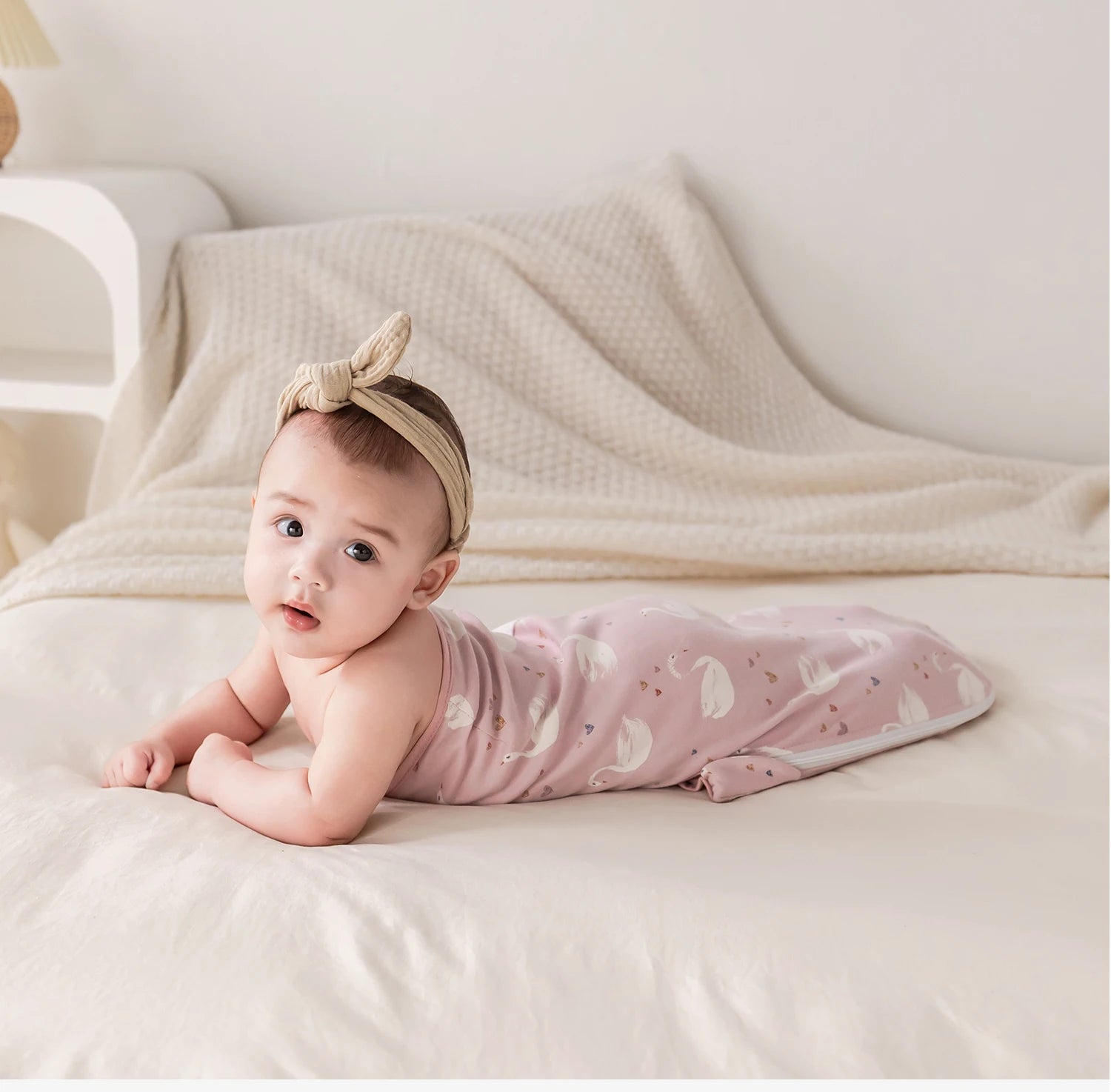 INSULAR Baby Cotton Swaddling Cloth With Caps Envelope Type Newborn Cartoon Envelope Anti-Startle Adjustable Bedding Item