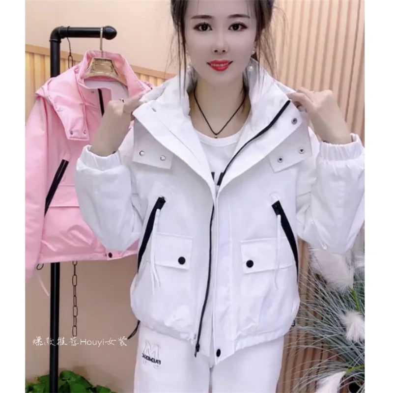 Women's Short Zip Hooded Street Jacket