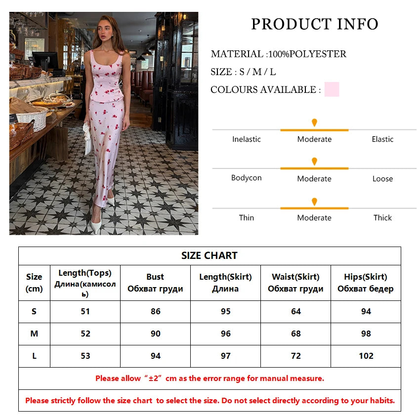 Women's Slim Print Tank Top and Long Skirt Set