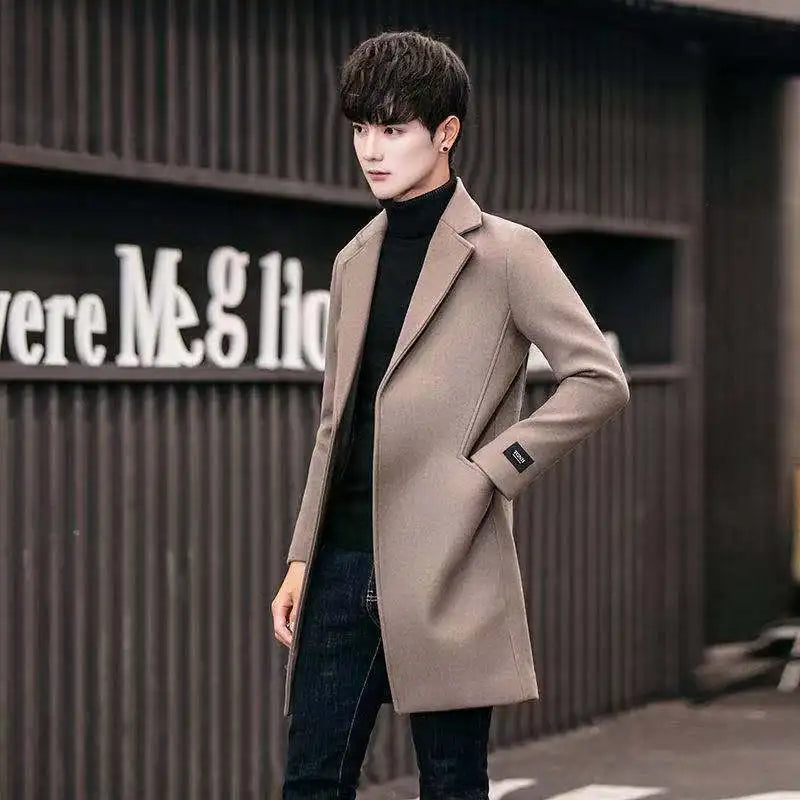 Men's Slim Fit Tweed Woolen Coat
