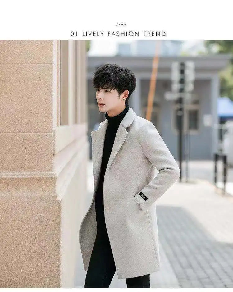 Men's Slim Fit Tweed Woolen Coat