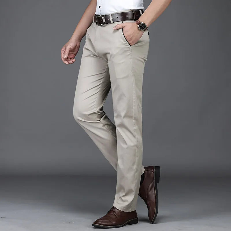 Men's Stretch Cotton Straight Leg Trousers