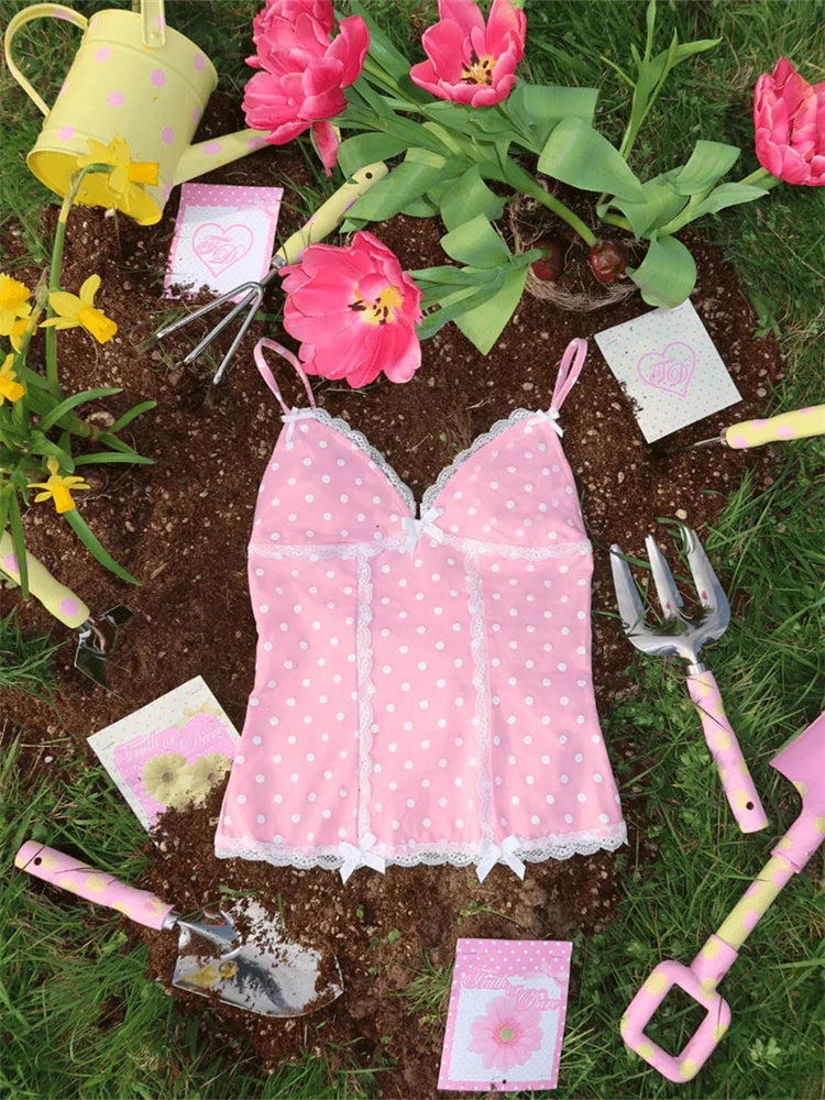 Women's Dot Print Cami Top and Mini Skirt Set