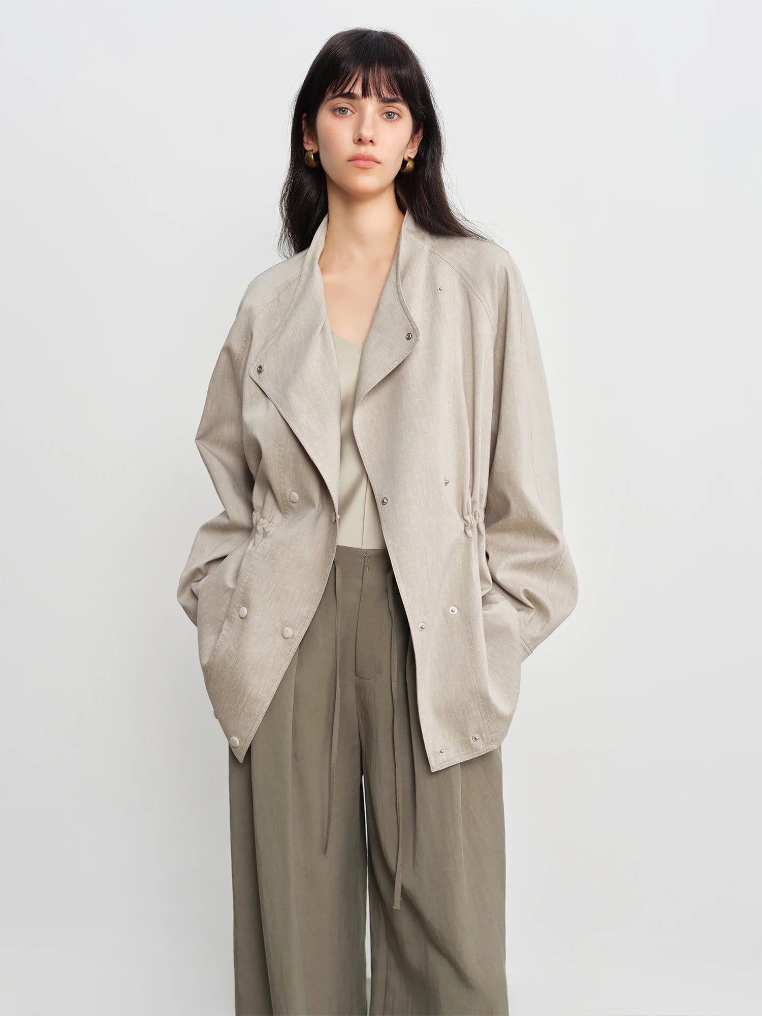 Women's Crossover Lapel Raglan Trench Coat
