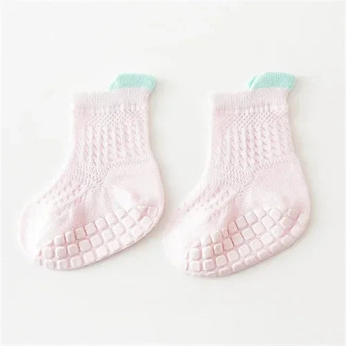 3pairs/lot RAISE 6 Colored Non-slip Baby Girl Sock Breathable Thin Infant Girl Cotton Socks Kids Mesh Socks Children's Socks Kit