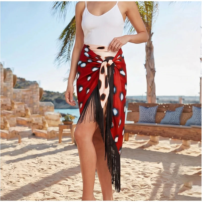 Women's Dot Print Long Sleeve Split Midi Dress